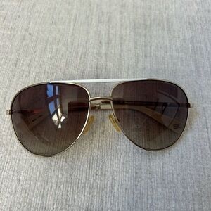 Banana Republic Gold and Brown Aviator Sunglasses